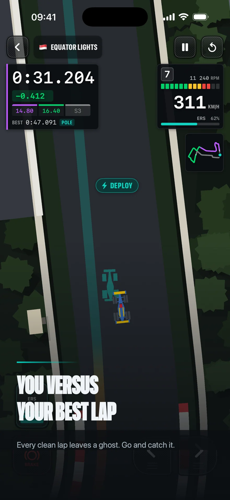 Chasing a translucent ghost car down the straight at Equator Lights